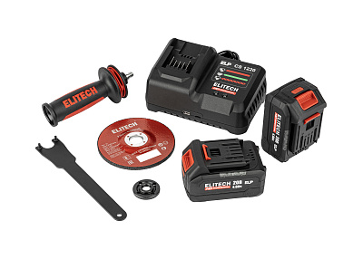 Шлифмашина угловая аккумуляторная ELITECH HD CAG 2012BL 20 В, 125 мм, 2х4,0 Ач - фото 12