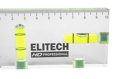 Уровень пузырьковый акриловый ELITECH HD 320308 10 см, 2 колбы - фото 3