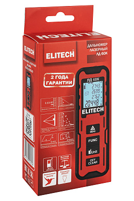 Дальномер лазерный ELITECH ЛД 60К 60м, 2хААА - фото 12