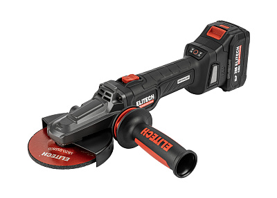 Шлифмашина угловая аккумуляторная ELITECH HD CAG 2012DSL 20 В, 125 мм, 2х4,0 Ач - фото 1