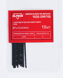 Сверло HSS 1.0х34 1шт 1820.099700