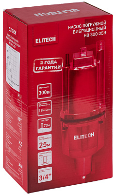 Насос погружной вибрационный ELITECH НВ 300-25Н 300Вт, 70м, 1080л/ч - фото 9