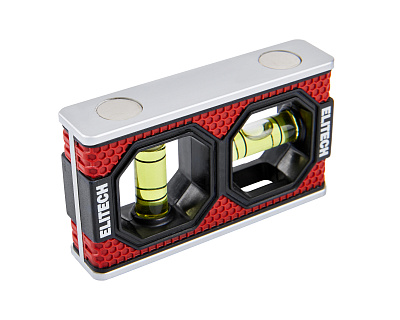 Уровень пузырьковый магнитный ELITECH  320201 84 мм, 2 глазка - фото 1