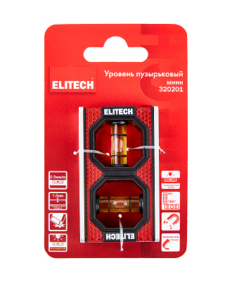Уровень пузырьковый магнитный ELITECH  320201 84 мм, 2 глазка - фото 9