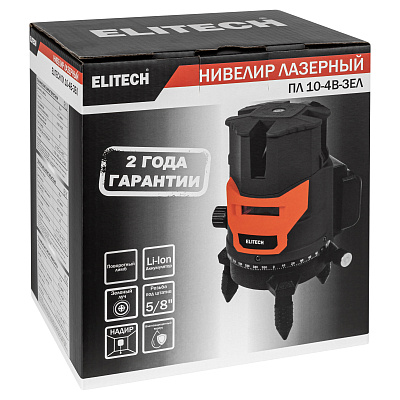 Нивелир лазерный ELITECH ПЛ 10-4В-ЗЕЛ 5линий, зеленый, аккум - фото 12